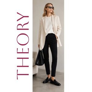 Theory‎ Thanek Fixture Ponte Black Minimalist Pull-On Pants Leggings Size 4